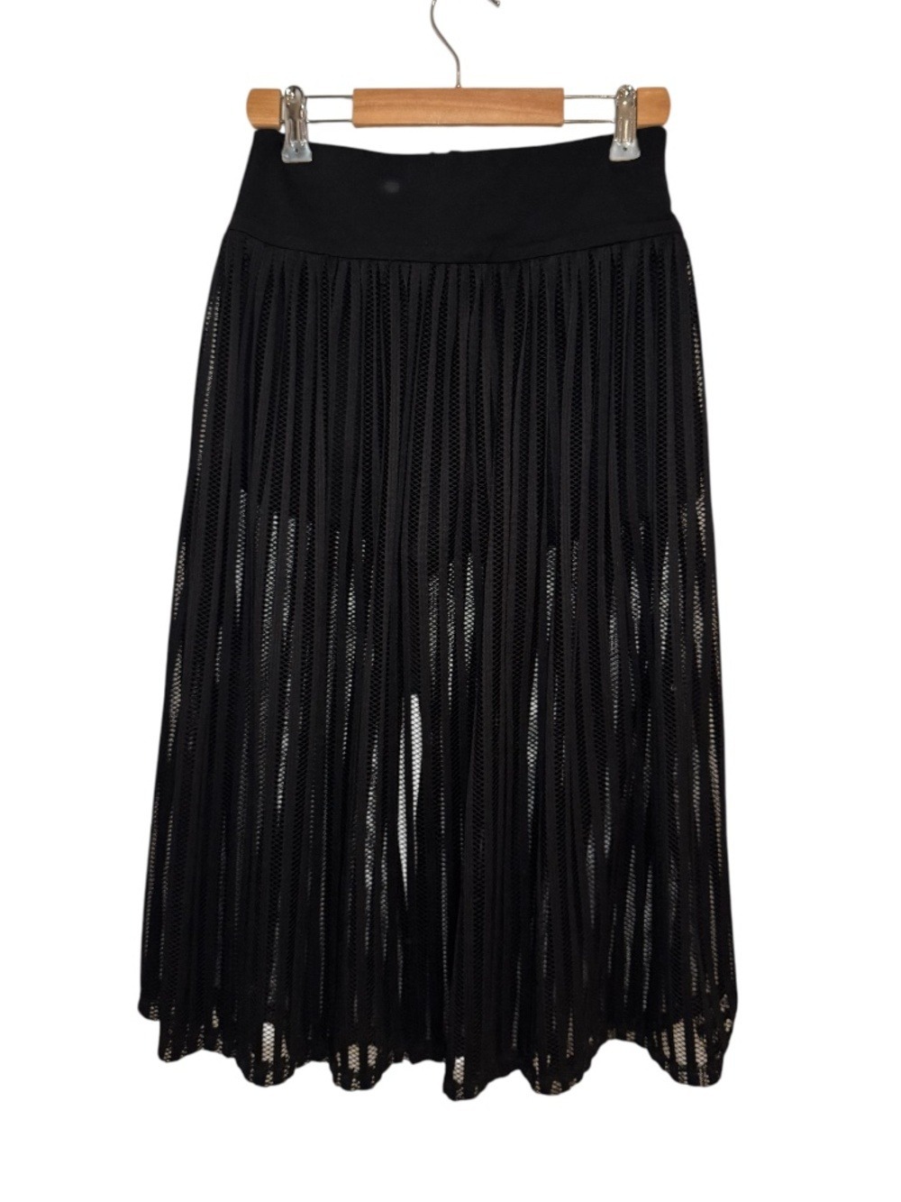 ZARA black mesh Translucent midi skirt with built in shorts - size small
